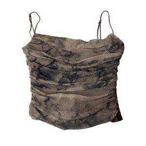 Zara Women’s Brown & Black Sheer Mesh Top – Size L